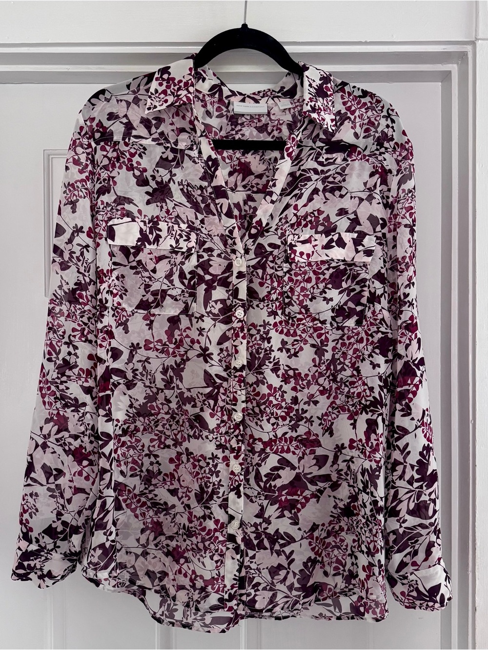 New York & Company Sheer Floral Blouse